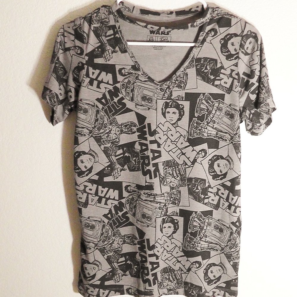 Star Wars XS Graphic Tee Shirt Black and Tan